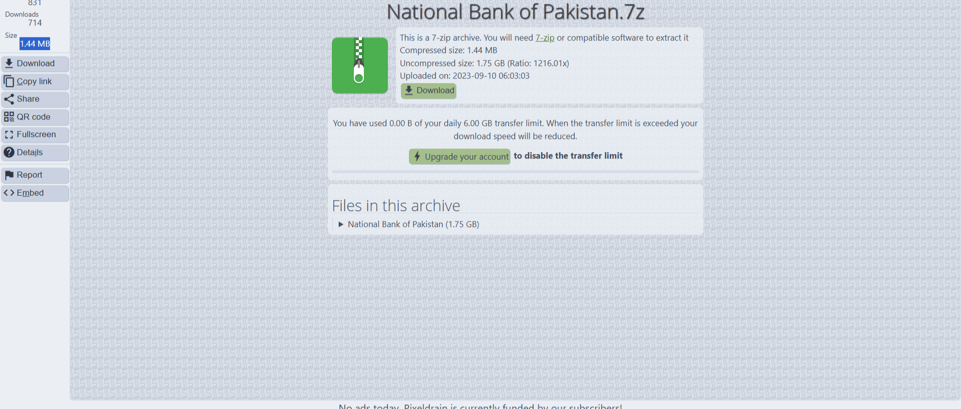 Imagen de los datos del National Bank of Pakistan